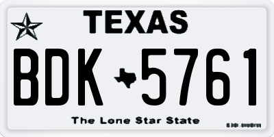 TX license plate BDK5761