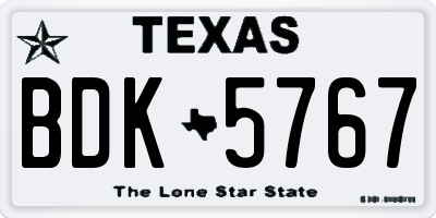 TX license plate BDK5767