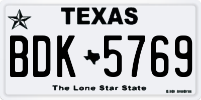 TX license plate BDK5769