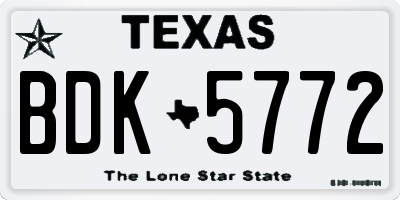 TX license plate BDK5772