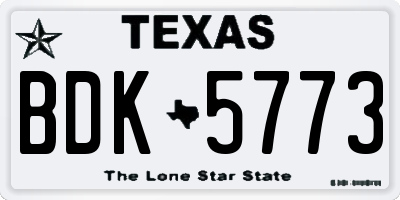 TX license plate BDK5773