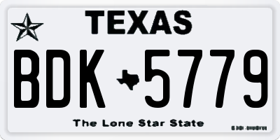 TX license plate BDK5779