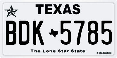 TX license plate BDK5785