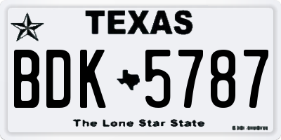 TX license plate BDK5787