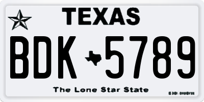 TX license plate BDK5789