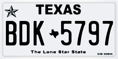 TX license plate BDK5797