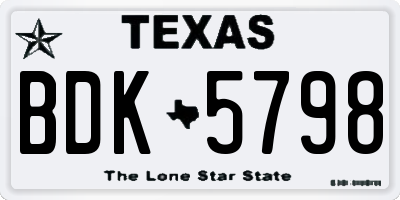 TX license plate BDK5798