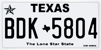 TX license plate BDK5804