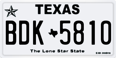 TX license plate BDK5810