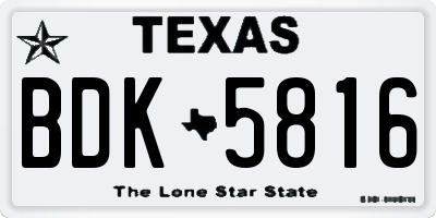TX license plate BDK5816