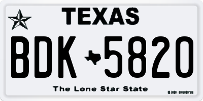 TX license plate BDK5820