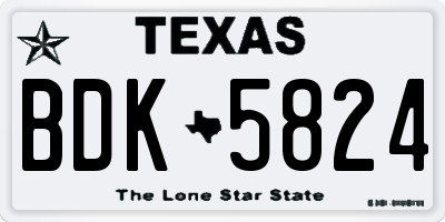 TX license plate BDK5824