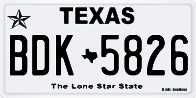 TX license plate BDK5826