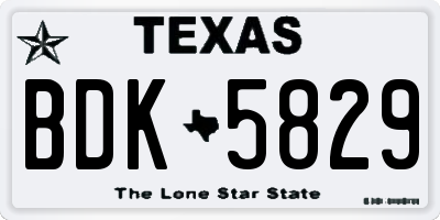 TX license plate BDK5829