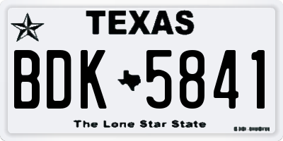 TX license plate BDK5841