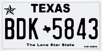 TX license plate BDK5843