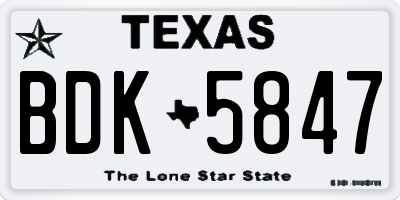 TX license plate BDK5847