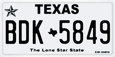 TX license plate BDK5849
