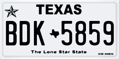 TX license plate BDK5859