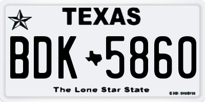 TX license plate BDK5860
