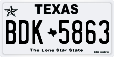 TX license plate BDK5863