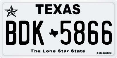 TX license plate BDK5866