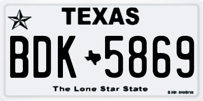 TX license plate BDK5869