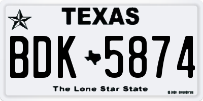 TX license plate BDK5874