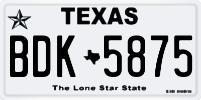 TX license plate BDK5875