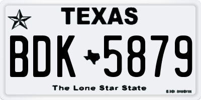 TX license plate BDK5879
