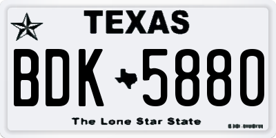 TX license plate BDK5880