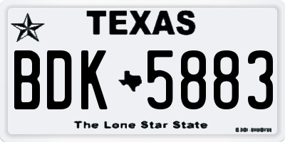 TX license plate BDK5883