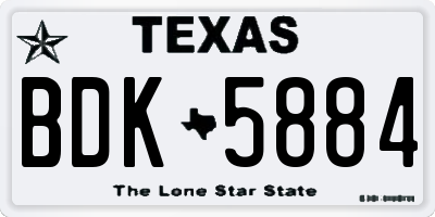 TX license plate BDK5884