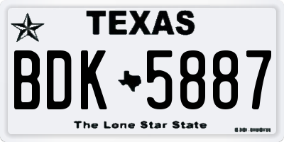 TX license plate BDK5887