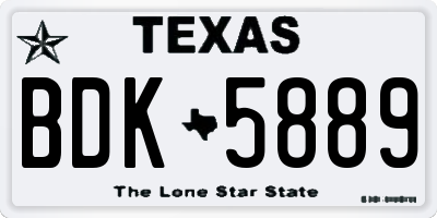 TX license plate BDK5889