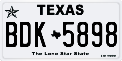 TX license plate BDK5898