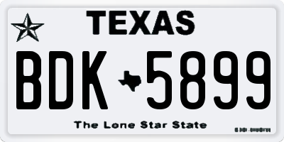 TX license plate BDK5899