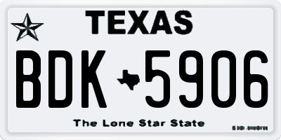 TX license plate BDK5906