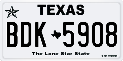 TX license plate BDK5908