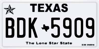 TX license plate BDK5909