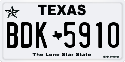 TX license plate BDK5910