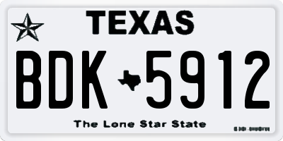 TX license plate BDK5912