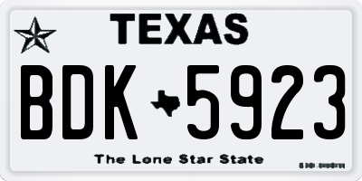 TX license plate BDK5923