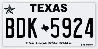 TX license plate BDK5924