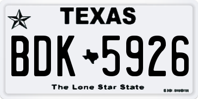 TX license plate BDK5926