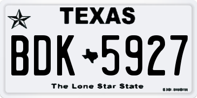 TX license plate BDK5927