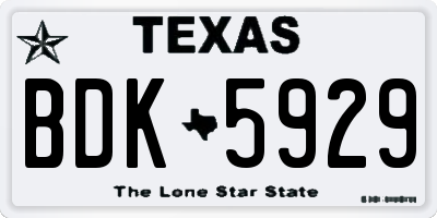 TX license plate BDK5929