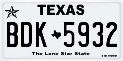 TX license plate BDK5932