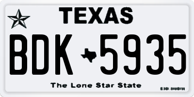 TX license plate BDK5935