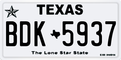TX license plate BDK5937